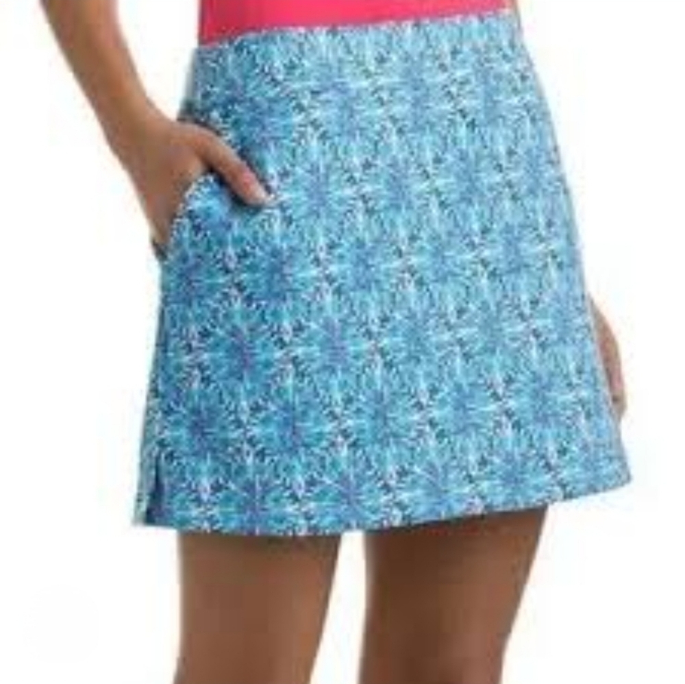 Vineyard Vines Blue Soft Knit Colorful Blue Patterned Skirt Shorts and Pockets - Picture 1 of 7